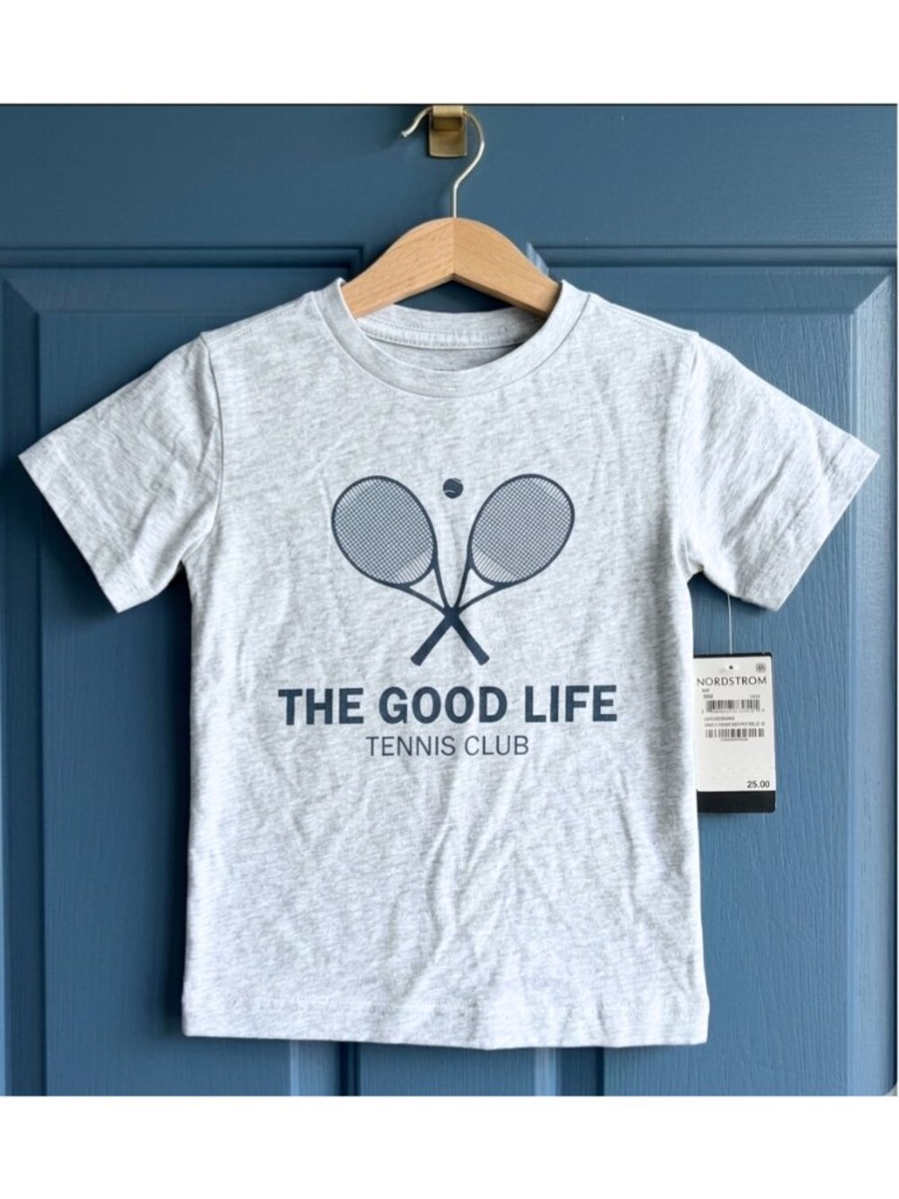 NORDSTROM Boys' Cotton Grey Good Life Tennis Racket Top Tee Size 3T NEW